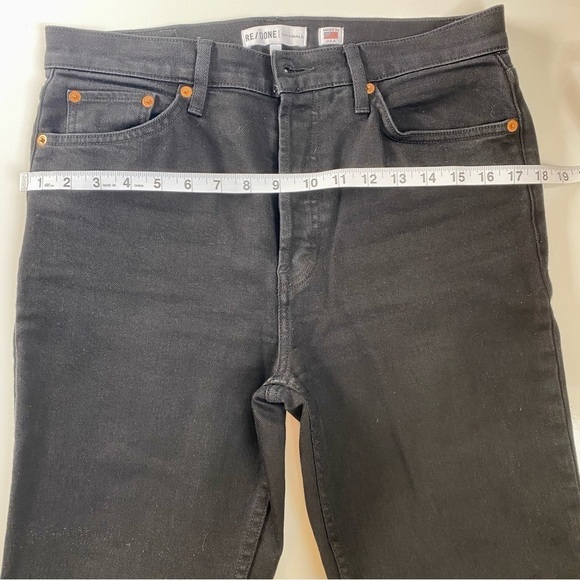 REDONE Black High Waisted  Jeans Comfort Stretch High Rise Ankle Crop - Picture 12 of 14